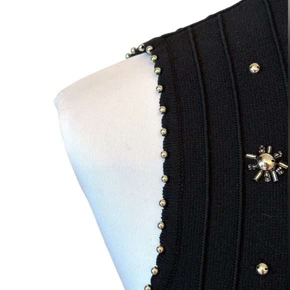 Black Knit Beaded Open Back Dress - Picture 7 of 15